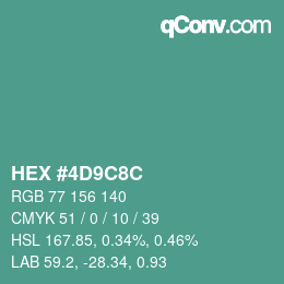 Farbcode: HEX #4D9C8C | qconv.com