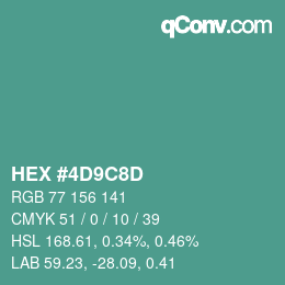 Color code: HEX #4D9C8D | qconv.com