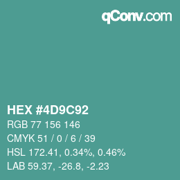 颜色代码: HEX #4D9C92 | qconv.com