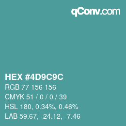 カラーコード: HEX #4D9C9C | qconv.com
