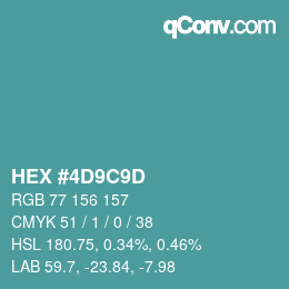 颜色代码: HEX #4D9C9D | qconv.com
