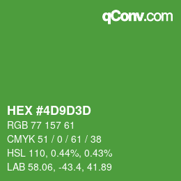 Color code: HEX #4D9D3D | qconv.com