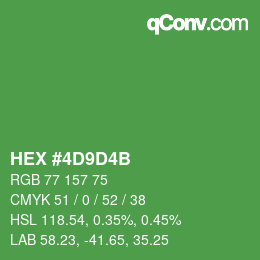 Color code: HEX #4D9D4B | qconv.com