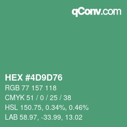 Color code: HEX #4D9D76 | qconv.com