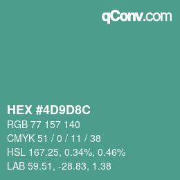 Color code: HEX #4D9D8C | qconv.com