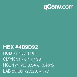 Farbcode: HEX #4D9D92 | qconv.com