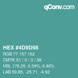 Color code: HEX #4D9D98 | qconv.com