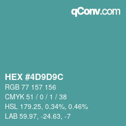 Farbcode: HEX #4D9D9C | qconv.com