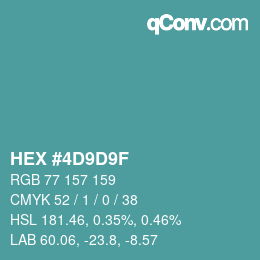 颜色代码: HEX #4D9D9F | qconv.com