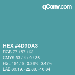 カラーコード: HEX #4D9DA3 | qconv.com