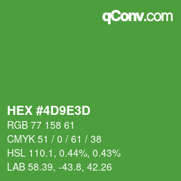 Color code: HEX #4D9E3D | qconv.com