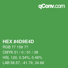 颜色代码: HEX #4D9E4D | qconv.com
