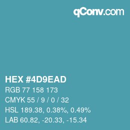 颜色代码: HEX #4D9EAD | qconv.com