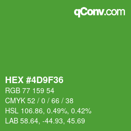 Color code: HEX #4D9F36 | qconv.com