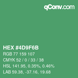 カラーコード: HEX #4D9F6B | qconv.com