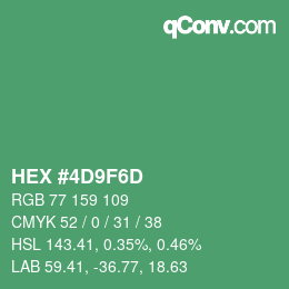 カラーコード: HEX #4D9F6D | qconv.com