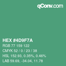 颜色代码: HEX #4D9F7A | qconv.com