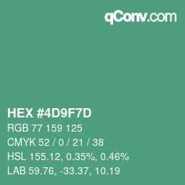 カラーコード: HEX #4D9F7D | qconv.com