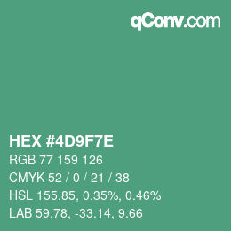 カラーコード: HEX #4D9F7E | qconv.com