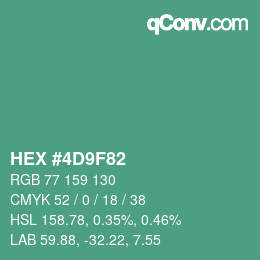 颜色代码: HEX #4D9F82 | qconv.com