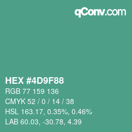 カラーコード: HEX #4D9F88 | qconv.com