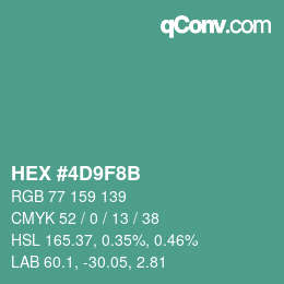 カラーコード: HEX #4D9F8B | qconv.com