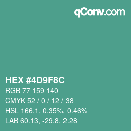 カラーコード: HEX #4D9F8C | qconv.com