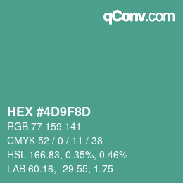 カラーコード: HEX #4D9F8D | qconv.com