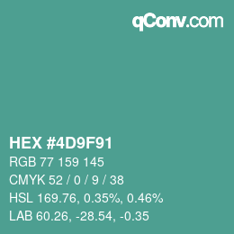 颜色代码: HEX #4D9F91 | qconv.com