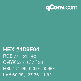 Color code: HEX #4D9F94 | qconv.com
