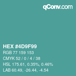 Color code: HEX #4D9F99 | qconv.com