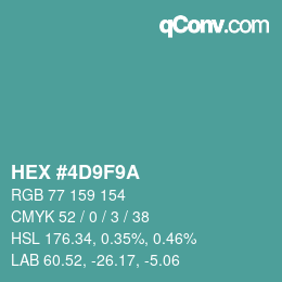 Farbcode: HEX #4D9F9A | qconv.com
