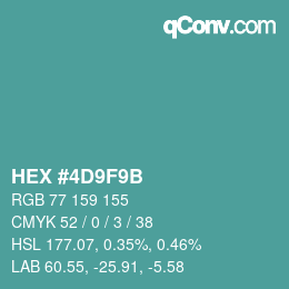 Color code: HEX #4D9F9B | qconv.com