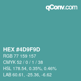 カラーコード: HEX #4D9F9D | qconv.com