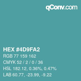 カラーコード: HEX #4D9FA2 | qconv.com