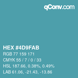 Color code: HEX #4D9FAB | qconv.com