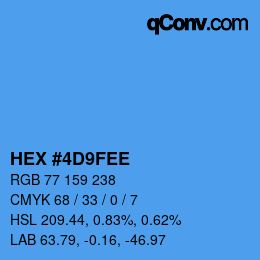 カラーコード: HEX #4D9FEE | qconv.com