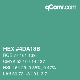 Color code: HEX #4DA18B | qconv.com