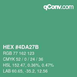 Color code: HEX #4DA27B | qconv.com