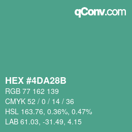 Color code: HEX #4DA28B | qconv.com