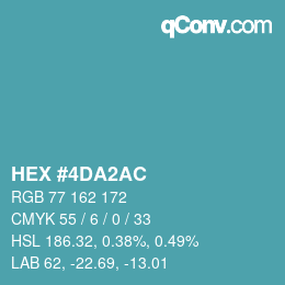 Color code: HEX #4DA2AC | qconv.com