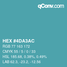 颜色代码: HEX #4DA3AC | qconv.com