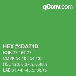 Color code: HEX #4DA74D | qconv.com