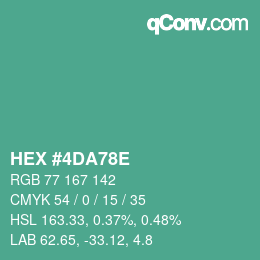 Color code: HEX #4DA78E | qconv.com