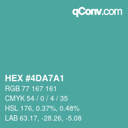 Color code: HEX #4DA7A1 | qconv.com