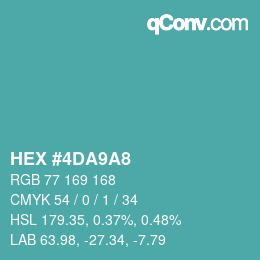 カラーコード: HEX #4DA9A8 | qconv.com