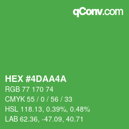 カラーコード: HEX #4DAA4A | qconv.com