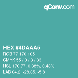 カラーコード: HEX #4DAAA5 | qconv.com