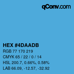 Color code: HEX #4DAADB | qconv.com