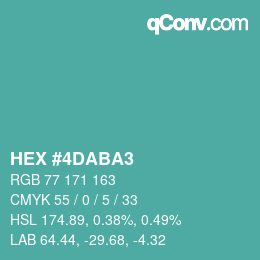 カラーコード: HEX #4DABA3 | qconv.com